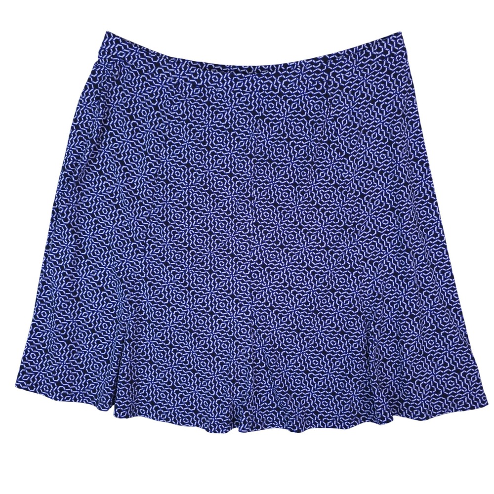 Liz Claiborne Geometric Skirt Womens‎ XL Blue White Knee Length Preppy Casual